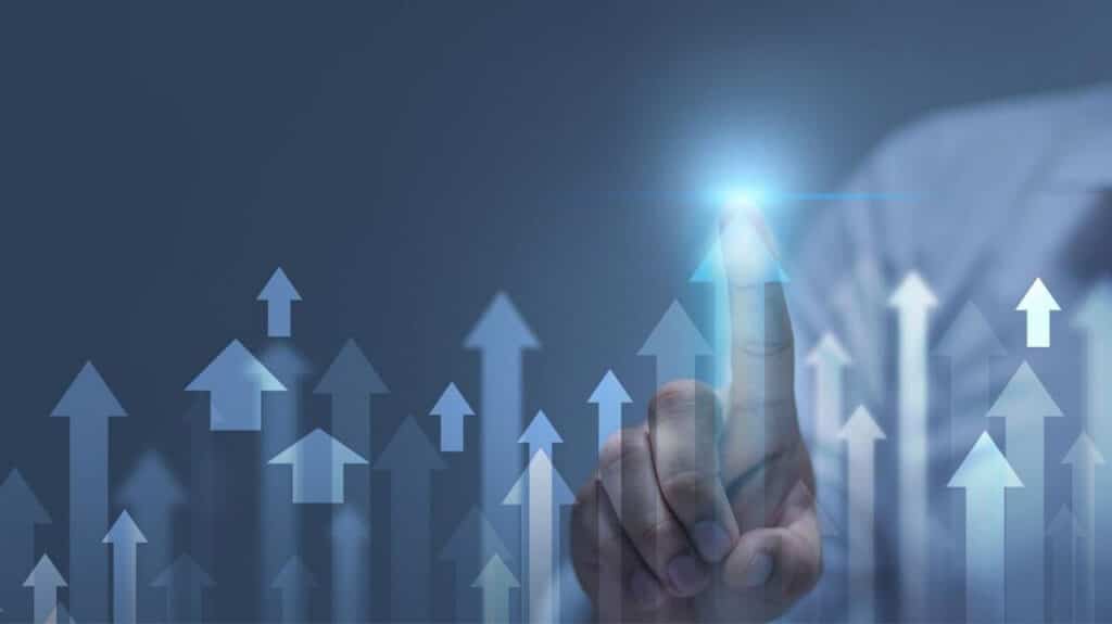 Finding pointing upward surrounded by many upward arrows