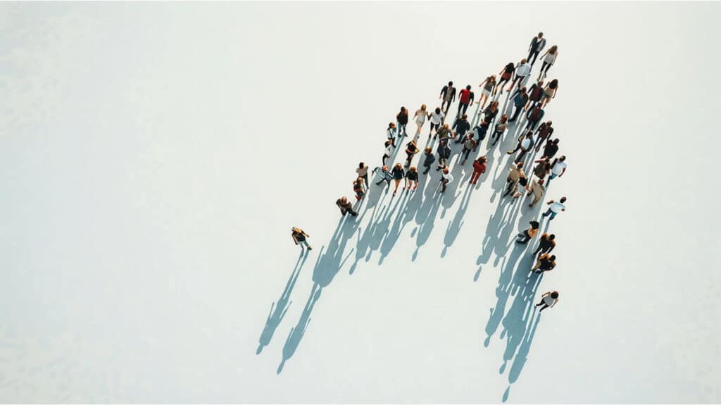 Aerial view of group of people.